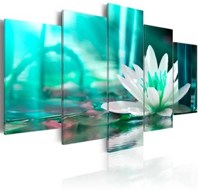 Artgeist Obraz - Turquoise Lotus Veľkosť: 100x50, Verzia: Na talianskom plátne