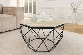 Konferenčný stolík DIAMOND 70cm regálový železný čierny travertín