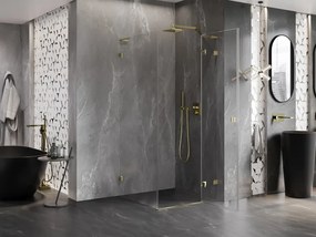 Mexen Lunar L, 1-krídlový sprchový kút, pravý, 100 x 100 cm, 8mm číre sklo, zlatý lesklý profil, 834L-100-100-50-00-P