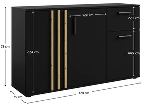 Komoda TOLIS 3D1S, čierna