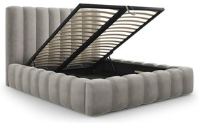 Svetlosivá čalúnená dvojlôžková posteľ s úložným priestorom s roštom 180x200 cm Kelp – Micadoni Home