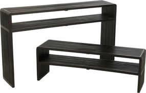 Súprava 2 konzolových stolov Cubic s policou z teaku čierna – 130*30*80 / 118*30*40 cm