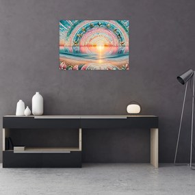 Sklenený obraz – Mozaika zapadajúceho slnka (70x50 cm)