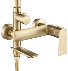 Rea Veneta, vaňová/sprchová súprava s dažďovou hlavovou sprchou a ručnou hlavicou, zlatá matná, REA-P3003