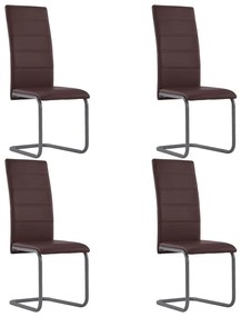 Jedálenské stoličky, perová kostra 4 ks, hnedé, umelá koža 281686