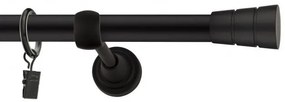 Dekorstudio Garniža jednoradová BASIC čierna matná 19mm Dĺžka: 120cm, Typ uchytenia: Držiak otvorený, Typ príslušenstva: Krúžky tiché so štipcami