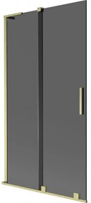 Mexen Velar L, 2-krídlová posuvná vaňová zástena 100 x 150 cm, 8mm šedé sklo, zlatá matná, 896-100-003-41-55