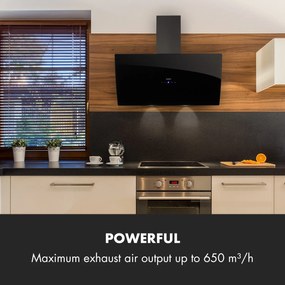 Klarstein Annabelle 90, digestor, 90 cm, nástenný, 595 m³/h, dotykový panel, sklo, čierny