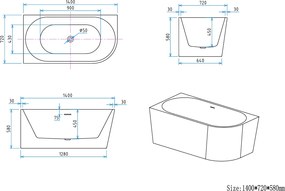 Erga Zara, rohová voľne stojaca vaňa 140x72 cm + odtoková zátka, ľavá, biela lesklá, ERG-ZARA-140072L-WH-WH