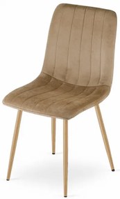 Set troch jedálenských stoličiek LAVA zamatové hnedé / drevené nohy (3 ks)