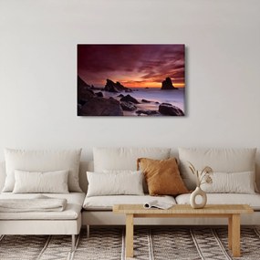 Obraz západu slnka na pobreží (90x60 cm)