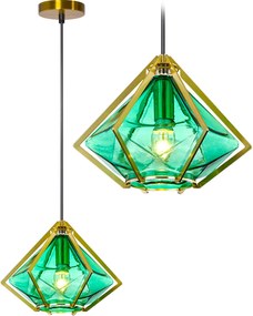 Toolight - Závesné sklenené stropné svietidlo 1xE14 APP453-1CP, zelená-zlatá, OSW-00583