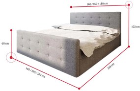 Čalúnená posteľ BAILANDO 1 + rošt + matrac, 180x200, Cosmic 160