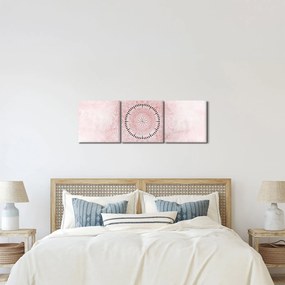 Obraz - Ružová mandala (s hodinami) (90x30 cm)