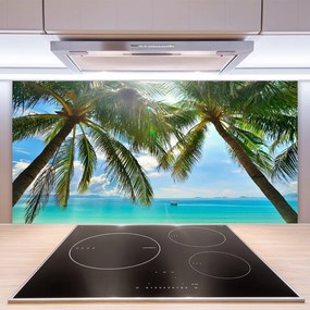 Sklenený obklad Do kuchyne Palma strom more krajina 140x70 cm