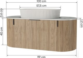 Závěsná skříňka s deskou a umyvadlem La Simplicite  100 cm dub přírodní/bílá