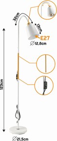 BERGE LED stojacia lampa 1xE27 150cm biela