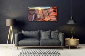 Skleneny obraz Slnko púšť krajina 100x50 cm