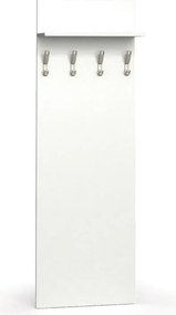 Vešiaková stena HORIZONT, 4 háčiky, polica, biela
