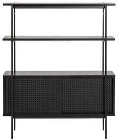 Čierna knižnica v dekore jaseňa s posuvnými dverami 94x114 cm Angus – Actona