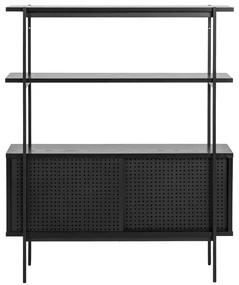 Čierna knižnica v dekore jaseňa s posuvnými dverami 94x114 cm Angus – Actona