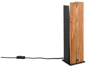 Stolová lampa v čierno-prírodnej farbe s dreveným tienidlom (výška 40 cm) Karuni – Trio