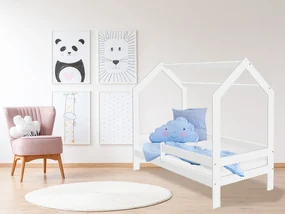 Detská posteľ DOMČEK D3 biela 80 x 160 cm Rošt: Bez roštu, Matrac: Matrac EASYSOFT 10 cm, Úložný box: S bielym úložným boxom