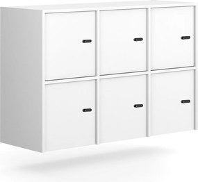 Nadstavba pre skrine FRAME, 6x dvere, 1299 x 450 x 854 mm, mechanický kódový zámok, biela