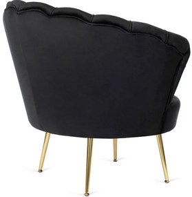 Kreslo LOREN s podnožkou, čierne, z velúru