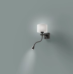 Candellux POLO Nástenné svietidlo 1X40W E27 + 2W LED black, lamp shade round grey 21-75499