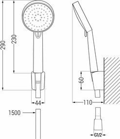 Mexen R-75 bodová sprchová sada, čierna - 785755052-70