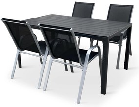 Záhradný jedálenský set Viking L + 4x kovová stolička Ramada sivá