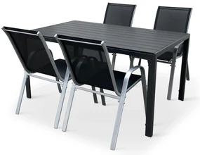 Záhradný jedálenský set Viking L + 4x kovová stolička Ramada sivá