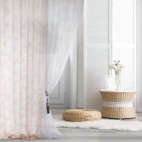 EUROFIRANY Jemný vzdušný záves zdobený potlačou 140 cm x 250 cm biela 100 % polyester