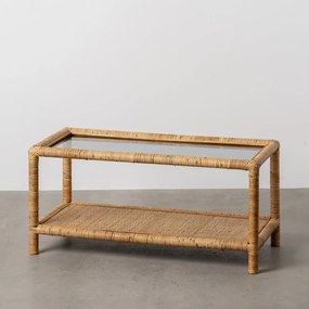 Konferenčný stolík so sklenenou doskou v prírodnej farbe 40x90 cm – Ixia