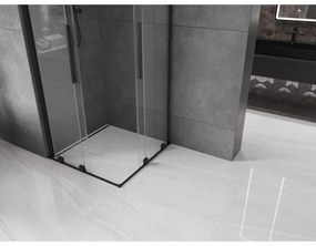 Mexen Velar Duo, sprchový kút s posuvnými dverami 80(dvere) x 80(dvere) cm, 8mm číre sklo, čierna matná, 871-080-080-02-70