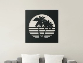 drevko Drevený obraz na stenu Palmy Rozmer obrazu: 33 x 32,5 cm, Farba dekorácie: Čierna