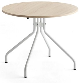 Stôl AROUND, Ø 900 mm, breza, biela