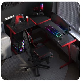 Rohový PC stolík Hyperion 6.0 (čierna + červená). Akcia -18%. Vlastná spoľahlivá doprava až k Vám domov. 1087514