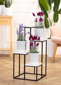 STOJAN NA KVETINÁČ KASKADA 79X40X40 CM ČIERNA/BIELA