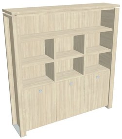 Vysoká skriňa Verno+ S 200 x 46 x 210 cm, s regálom, agát / vanilka