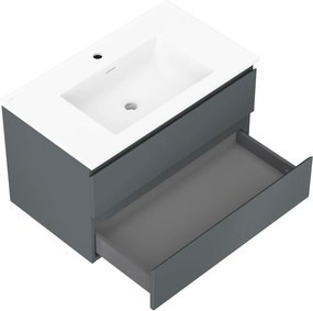 Mexen Orio, kúpeľňová skrinka 80 cm s umývadlom Otis, 2 zásuvky, grafitová matná/biela matná, 91A10-08047-2-BFF66-W18M01