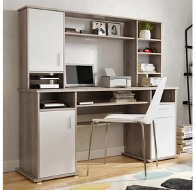 Písací stôl s policou ELIAN dub sonoma sivá/biela
