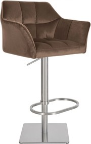 Barová stolička Damaso E - zamat, nerez rám - Hnedá