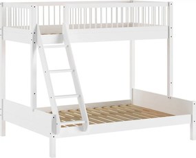 Biela poschodová detská posteľ z bukového dreva s roštom 140x200/90x200 cm Forrest – Vipack