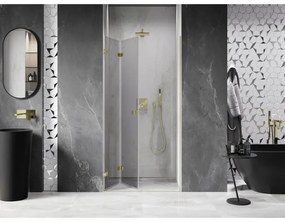 Mexen, Mexen Lunar-F skladacie ľavé sprchové dvere 90 cm, transparentné, brúsené zlaté - 836-090-000-55-00-L