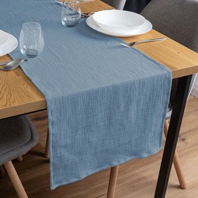 Biante Mušelínový behúň na stôl MSN-025 Modrý 45x180 cm