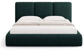 Tmavozelená čalúnená dvojlôžková posteľ s úložným priestorom s roštom 180x200 cm Brody – Mazzini Beds