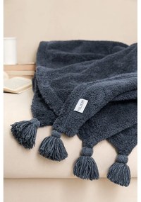 Antracitovosivý mikroplyšový pléd na dvojlôžko 200x220 cm Puffy – Mijolnir