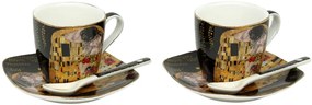 HOME ELEMENTS Espresso šapo sada 2 x 90 ml, Klimt Bozk čierny